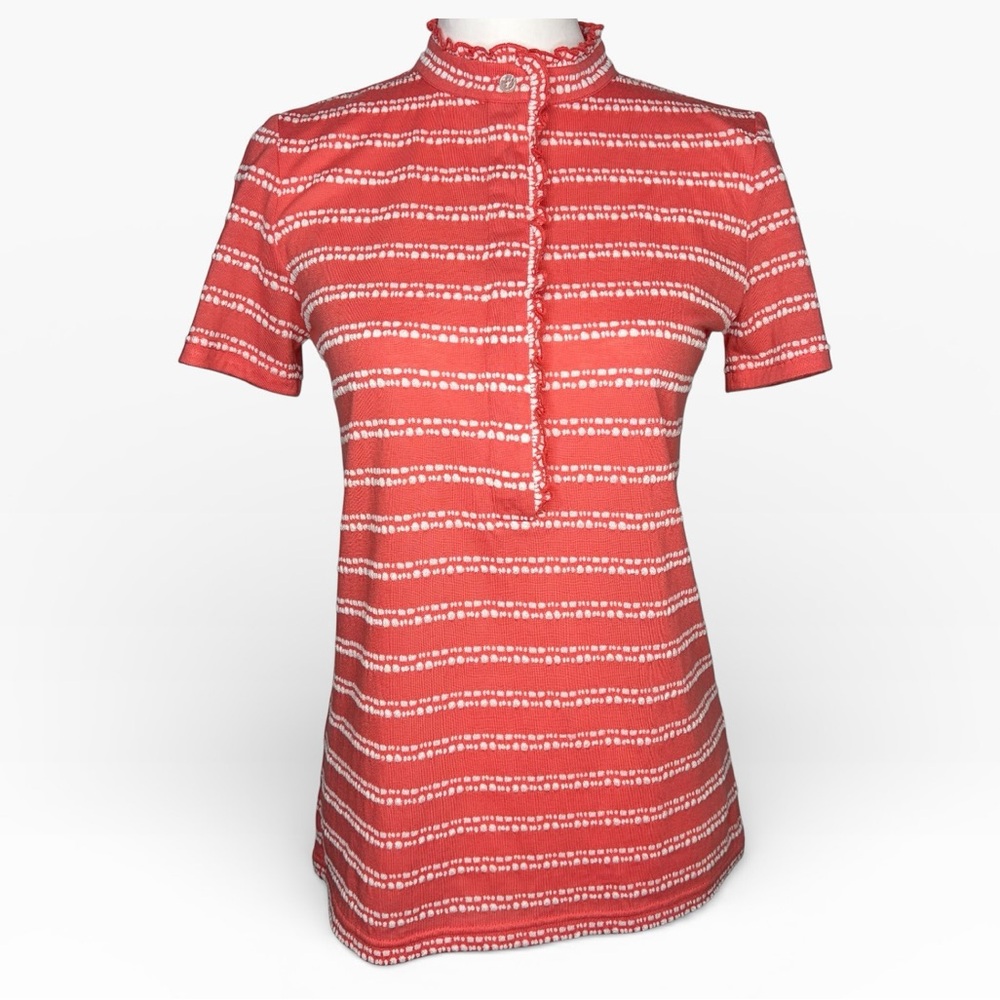 Tory Burch Peach and White Buttoned Top Size XS